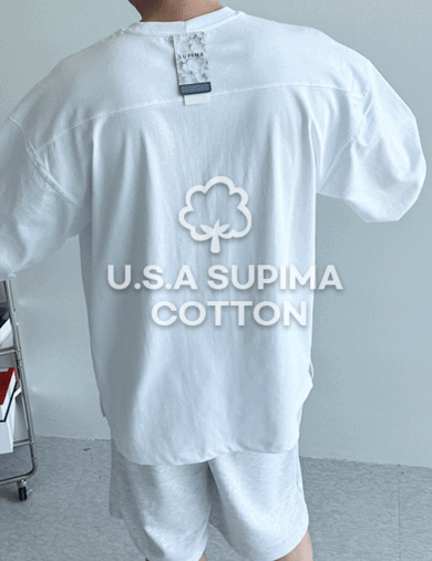 USA 수피마 코튼 절개  오버핏 긴팔 티셔츠