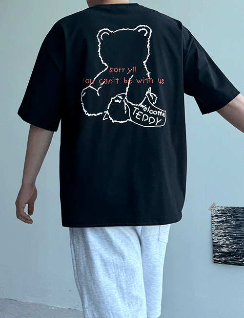 CP코튼 오버핏 베어 반팔 티셔츠